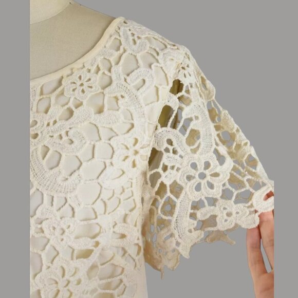 SUNDAY IN BROOKLYN CROCHET LACE OVERLAY IVORY BLOUSE - Picture 3 of 7